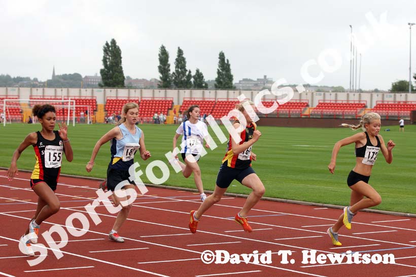 Girls under-13s 100 metres at the Gateshead Tartan Games Open.